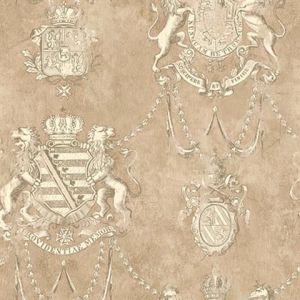 Seabrook Designs OF30606 Olde Francais Taupe Avignon Crest Wallpaper
